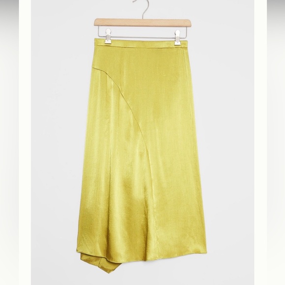 NWT Anthropologie Current Air Brienne Ruched Satin Skirt Size Large - Picture 2 of 8